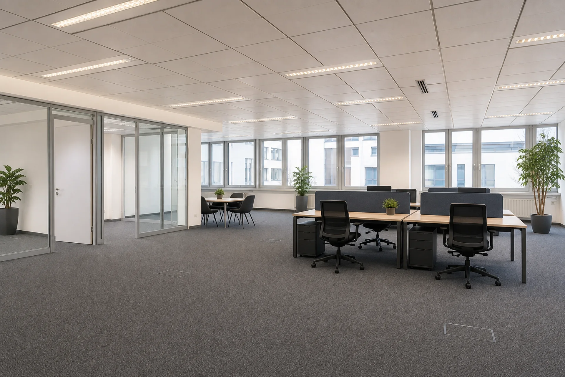 Nachher: Leerstehende Bürofläche vor und nach flexibler gewerblicher Inszenierung