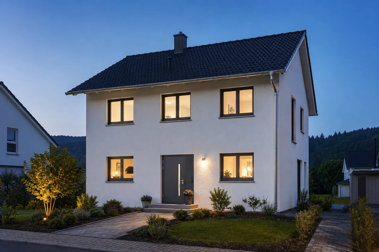 Realistisches Wohnhaus als illustratives Beispiel für einen Immobilienverkauf nach Trennung